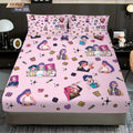 3-Piece K-Pop Demon Hunters Print Fitted Sheet Set – Multiple Sizes for Dorms & Bedrooms, Machine Washable