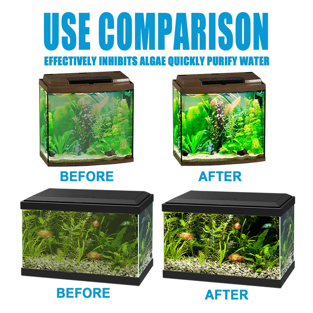 Aquarium Algae Tablets 50-Pack with Spoon, Fish Tank Algaecide Moss & Odor Remover Water Purifier