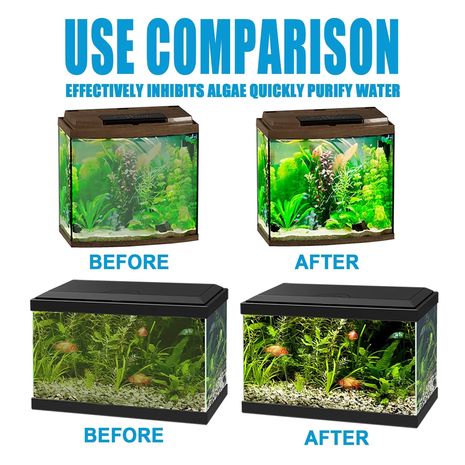 Aquarium Algae Tablets 50-Pack with Spoon, Fish Tank Algaecide Moss & Odor Remover Water Purifier