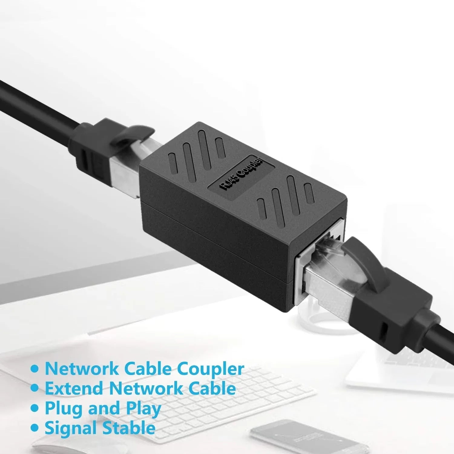 RJ45 Female-to-Female Coupler Cat5/Cat6 Ethernet Gigabit Inline Adapter Network Extender