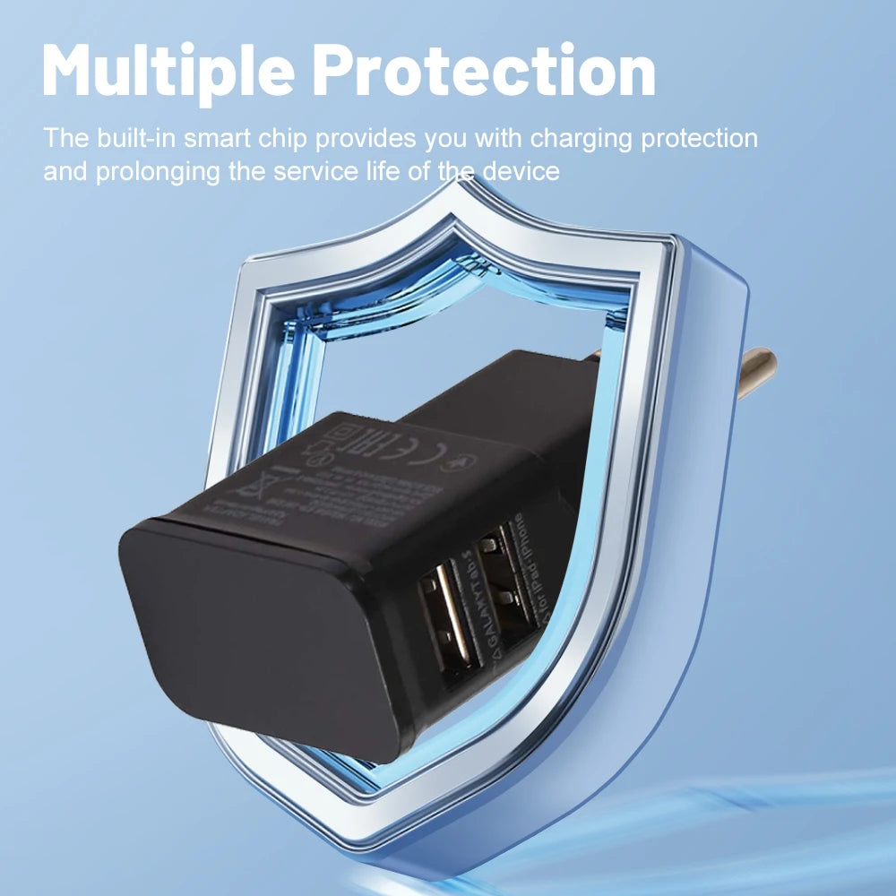 Universal 5V 2A USB AC Adapter Charger – AC 100–240V to DC 5V Power Supply (EU/US/UK Plug)