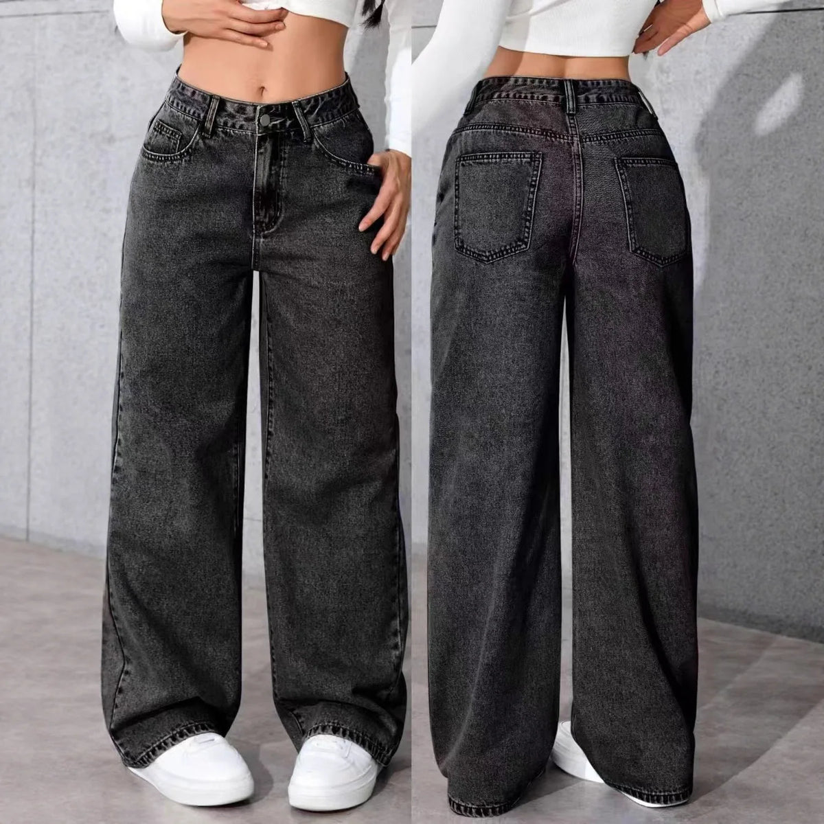 Women's High-Waist Wide-Leg Jeans S-5XL - Plus Size Straight-Leg Loose Casual Pants