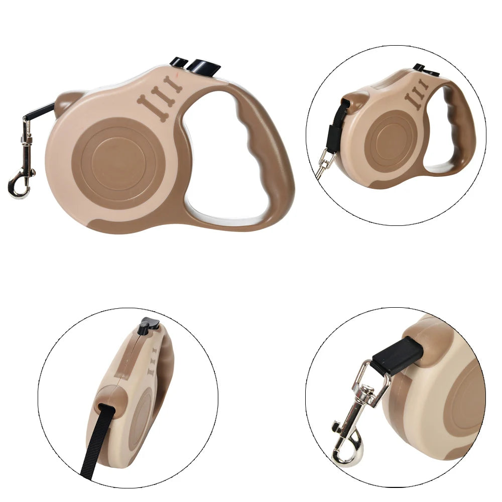 Retractable Dog Leash 3m (10ft) / 5m (16ft) Nylon Quick-Release Leash for Small to Large Dogs — Walking, Hiking & Travel