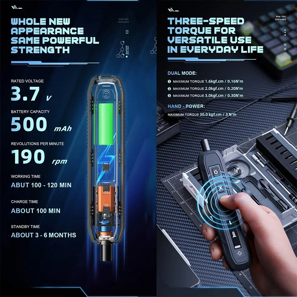 180-in-1 Precision Electric Screwdriver Set Magnetic Phillips Torx Hex Bits with LED Case