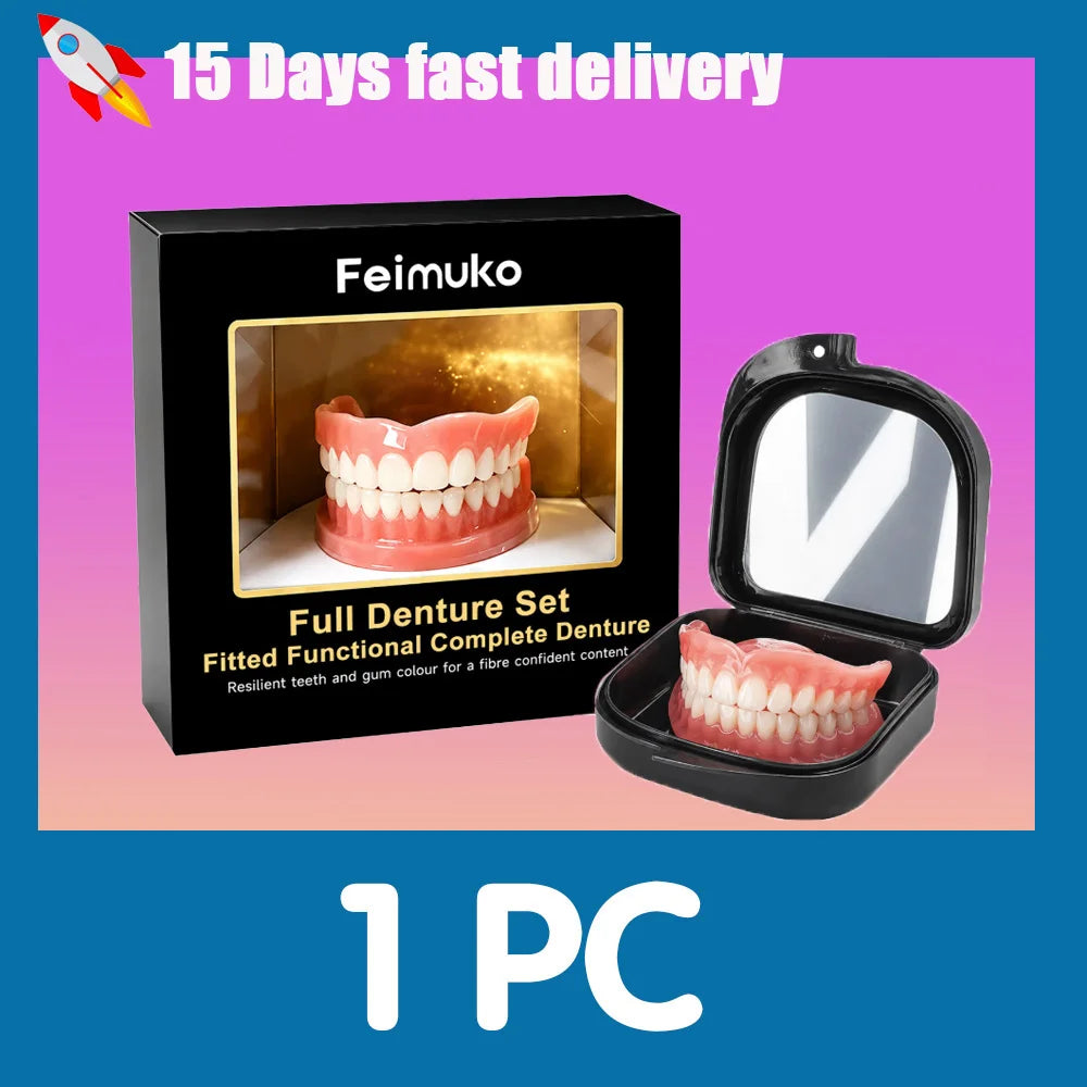 Custom Upper & Lower Full Mouth Silicone Dentures, Lifelike Natural Teeth and All-Day Comfort