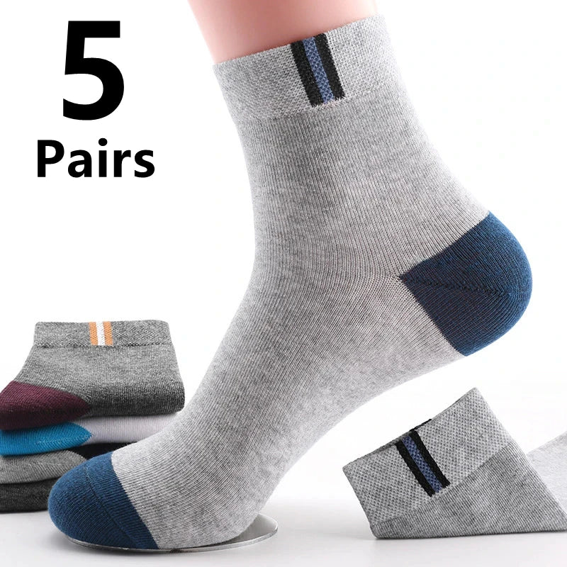 Men's Breathable Sports Crew Socks, 3/5/10 Pairs, Polyester-Cotton Anti-Odor Sweat-Absorbent