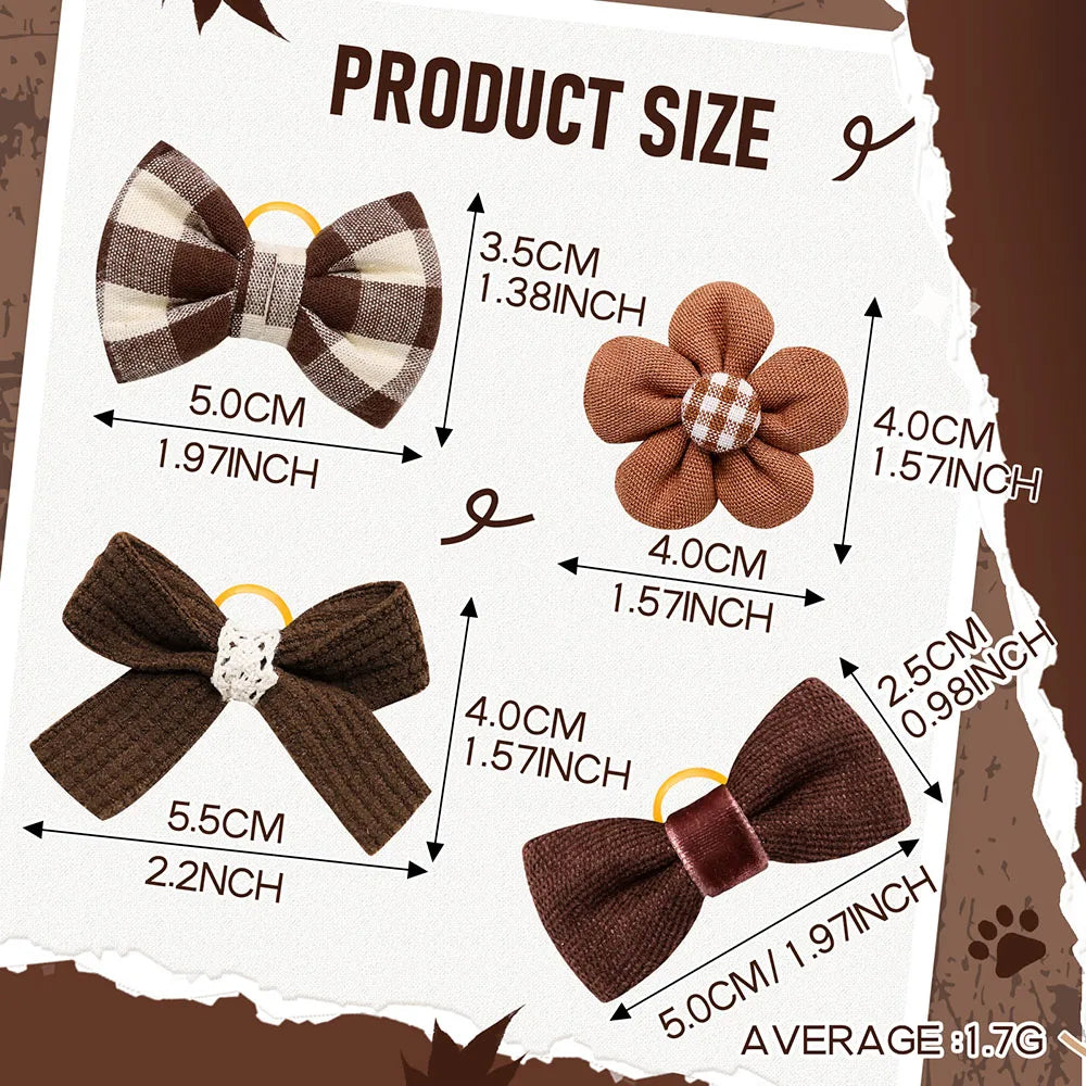 10-Pack Elastic Dog Hair Bows for Small Dogs & Cats — Cute Bowknot Grooming Accessories