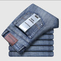 Men's Straight Stretch Denim Jeans - Business Casual Blue/Black