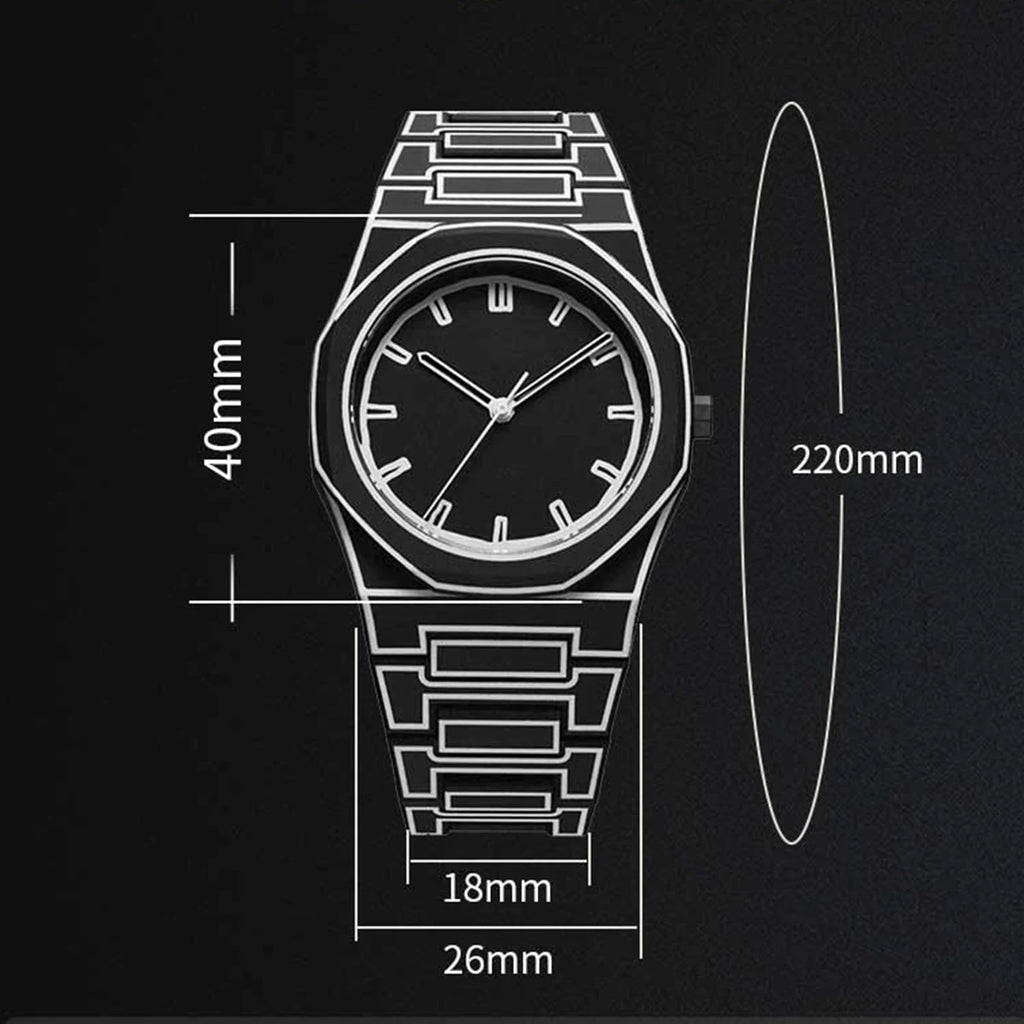Men's Silicone Sport Watch – Quartz Movement, 40–44mm (1.57–1.73 in) Dial, 3ATM (30m) Water-Resistant, Black