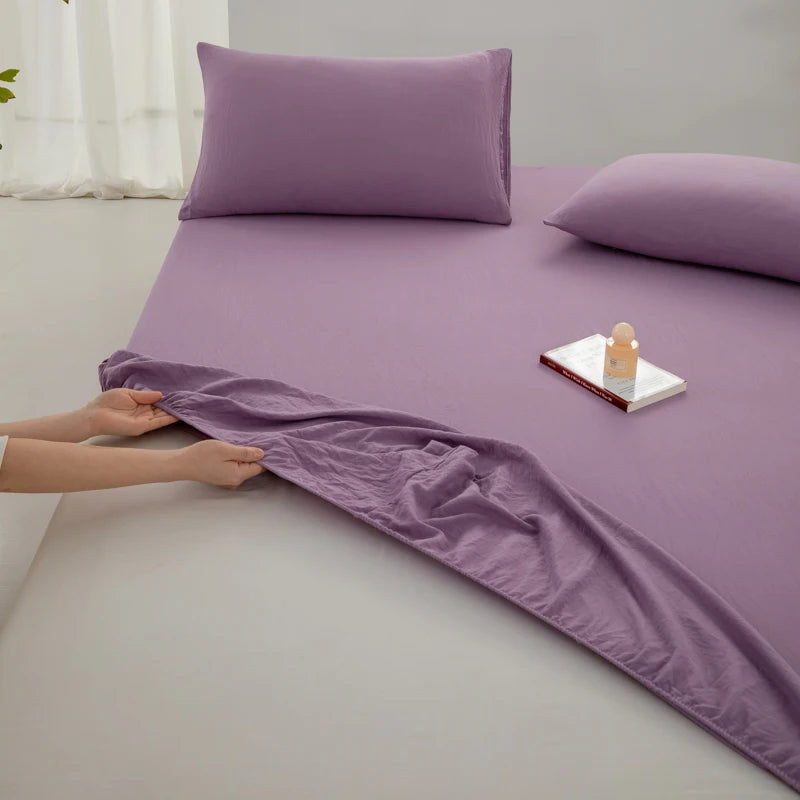 100% Cotton Fitted Sheet – Soft Breathable Deep Pocket Mattress Cover with Elastic Edge (Single, Double, Queen, King)