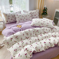 3-Piece Heart Floral Duvet Cover Set with Pillowcases – Cartoon Plant Print, Fits 1.5m (59 in / 5 ft) & 2.0m (79 in / 6.6 ft) Beds, No Insert
