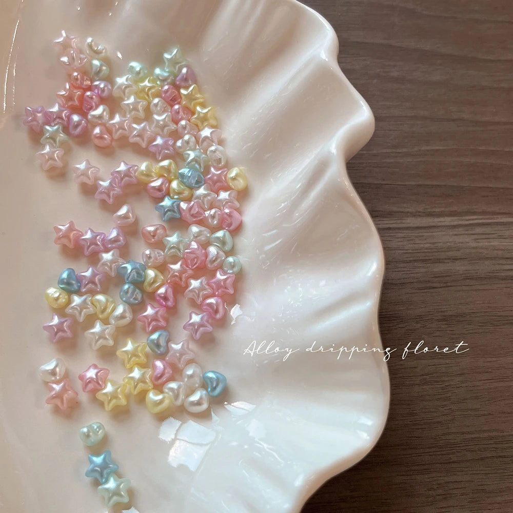 3D Pearlescent Macaron Star Heart Nail Charms Set view 5