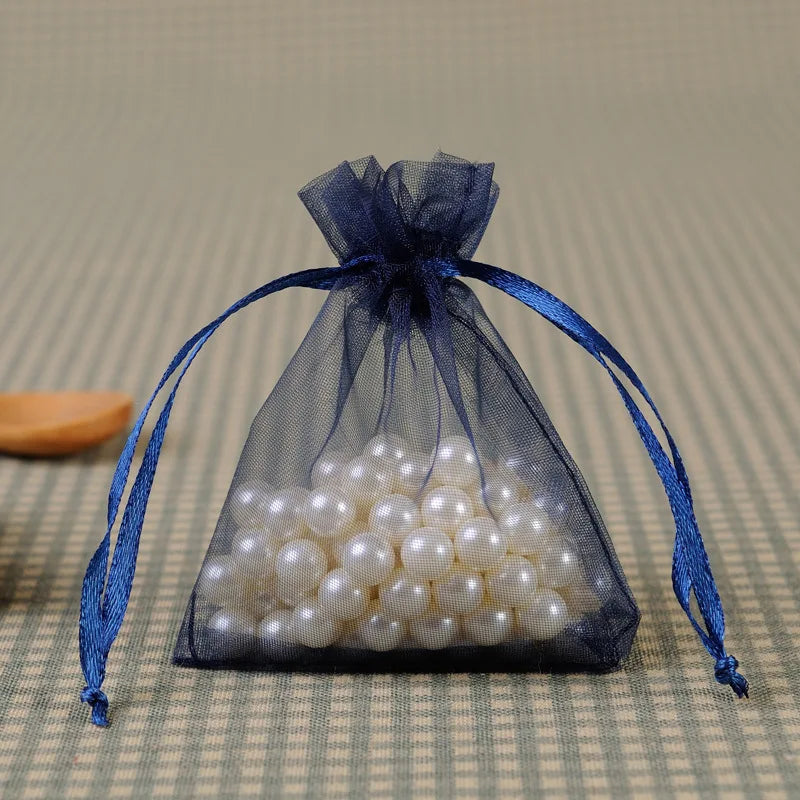 100-Pack Organza Drawstring Bags Assorted Sizes (7x9, 9x12, 10x15, 13x18 cm / 2.8x3.5, 3.5x4.7, 3.9x5.9, 5.1x7.1 in) - Jewelry & Gift Pouches for Wedding Party