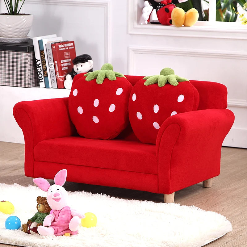 Children's Strawberry Cartoon Fabric Sofa - Cute Kids Tatami Combination Baby Couch