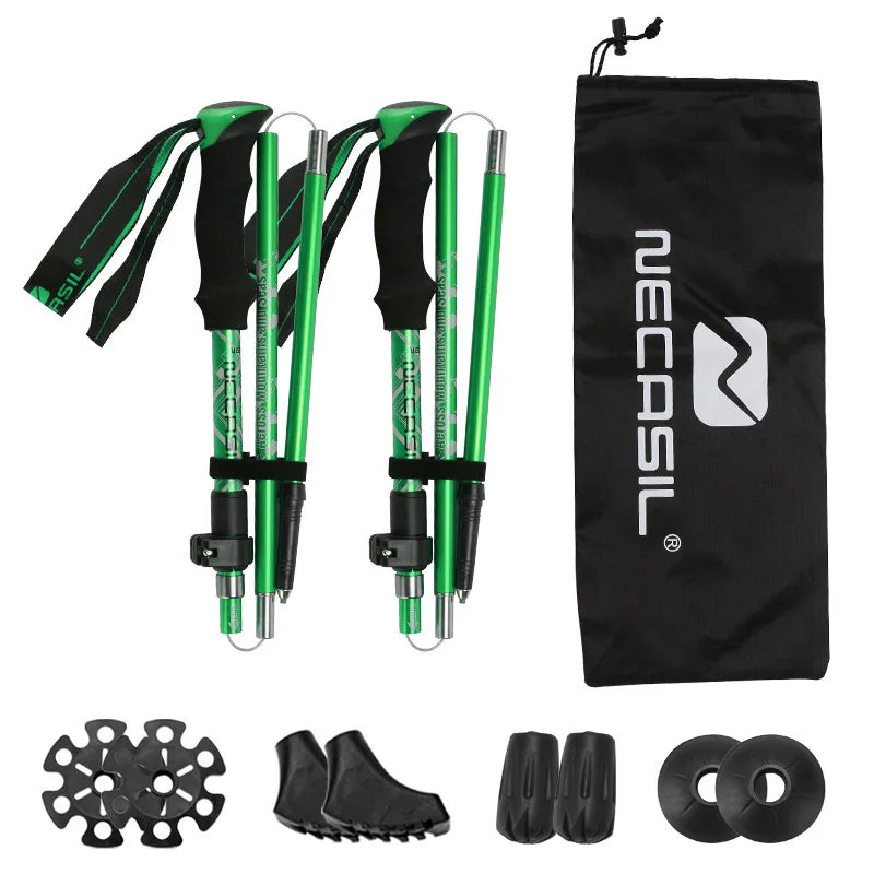 2-Pack Ultralight Foldable Telescopic Trekking Poles, Adjustable 32–125 cm (12.6–49.2 in) for Hiking & Nordic Walking