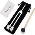 128 Hz Weighted Bio-Acoustic Tuning Fork Set (3-Piece) - Chakra Healing & Stress Relief with Silicone Hammer
