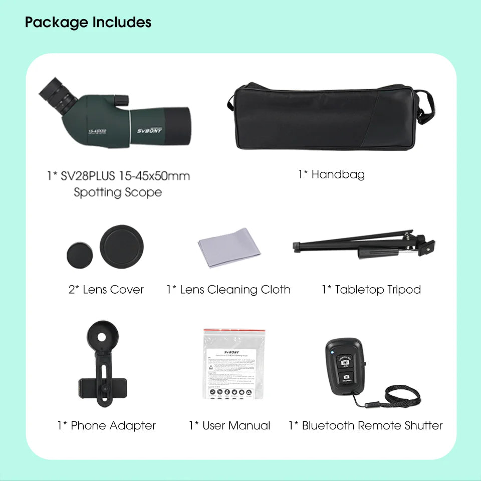 25-75x Spotting Scope — 50/60/70mm Objective Porro Prism Monocular with Phone Adapter & Mini Tripod for Bird Watching, Hunting, Archery, Camping