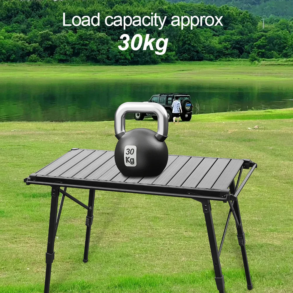 Folding Removable IGT Wood Top Camping Table – Lightweight Aluminum Alloy BBQ Grill Outdoor Picnic & Fishing Table