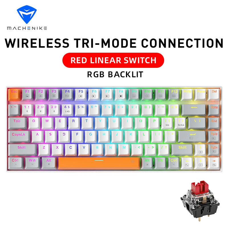 75% TKL 84-Key Hot-Swappable Mechanical Gaming Keyboard — Wired USB-C, Doubleshot PBT Keycaps, 6-Color Backlight
