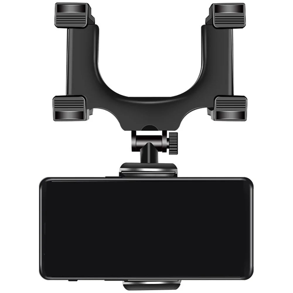 Universal Rearview Mirror Car Phone Holder 360° Rotatable Foldable Mount — Fits 4–7 inch Smartphones
