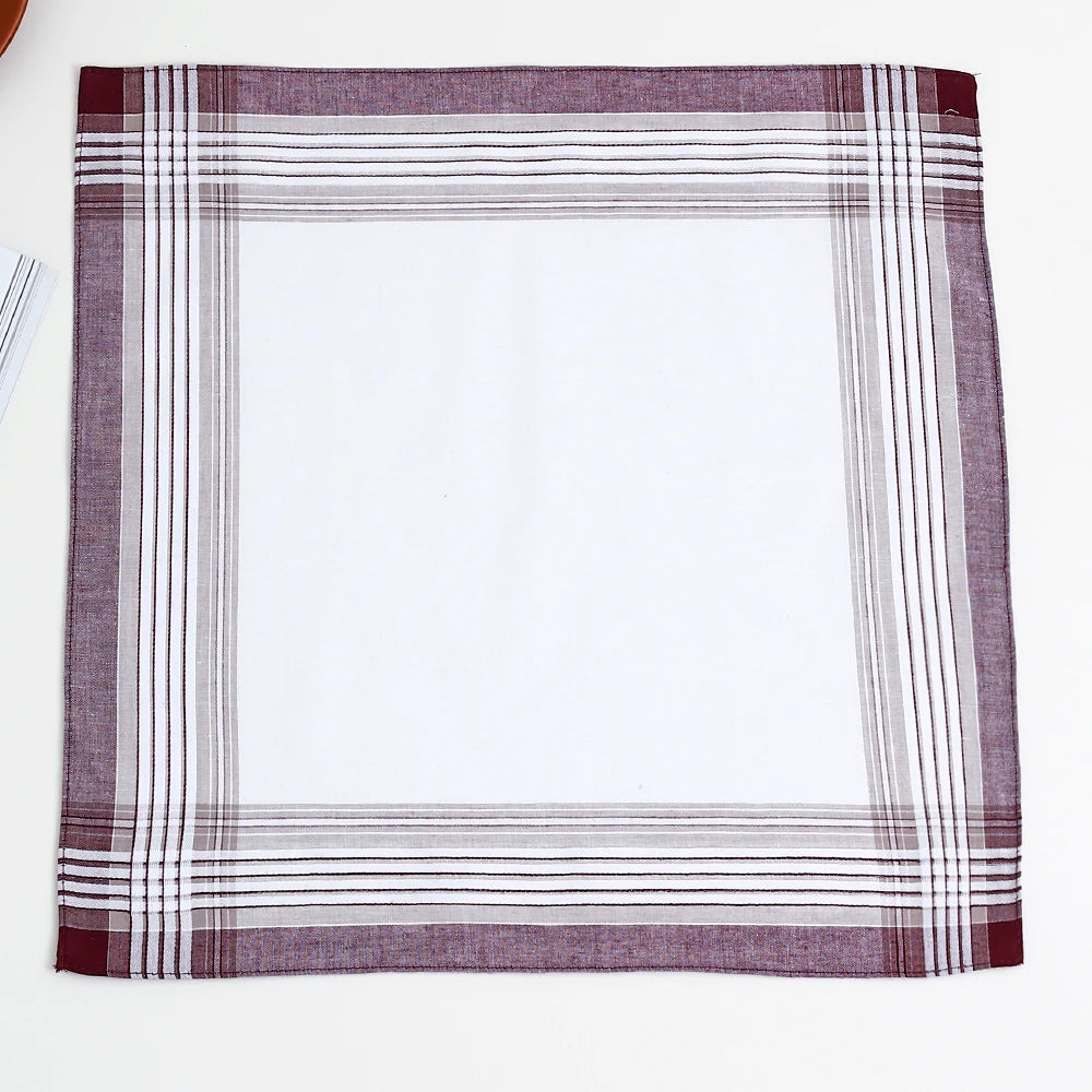6-Pack Men's Yarn-Dyed Cotton Plaid Handkerchiefs – 43 x 43 cm (17 x 17 in) Pocket Squares for Wedding Favors, Groom Gifts & Sweat-Wiping
