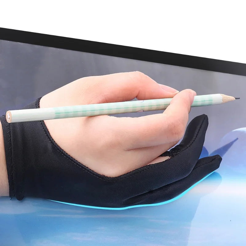 Two-Finger Artist Drawing Glove – Anti-Friction Palm Rejection for Graphics Tablets, iPad & Stylus