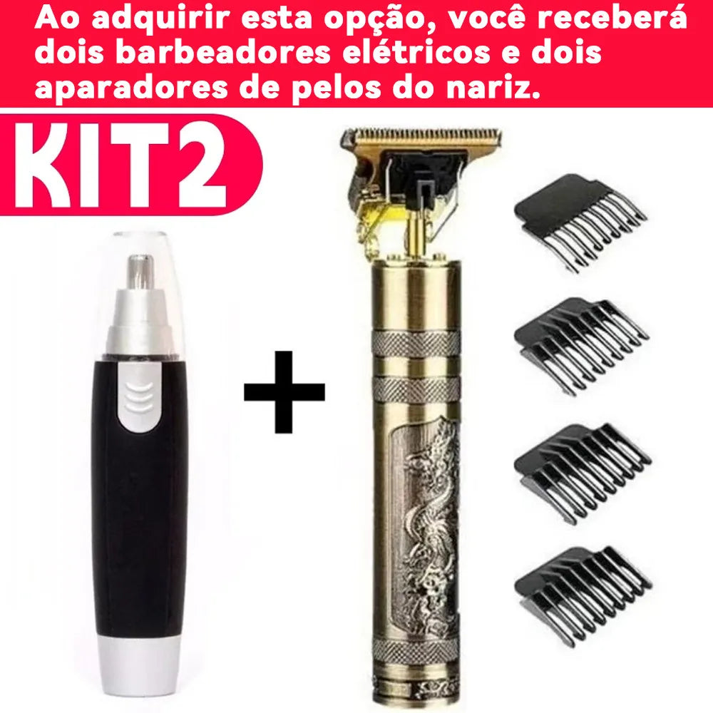 Rechargeable Hair Clipper & Electric Shaver Grooming Kit — Dragon Design, USB Rechargeable