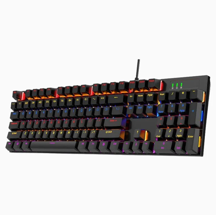 Mechanical Gaming Keyboard 104-Key USB Wired RGB Backlit Full-Size Ergonomic Keyboard for PC Laptop Tablet