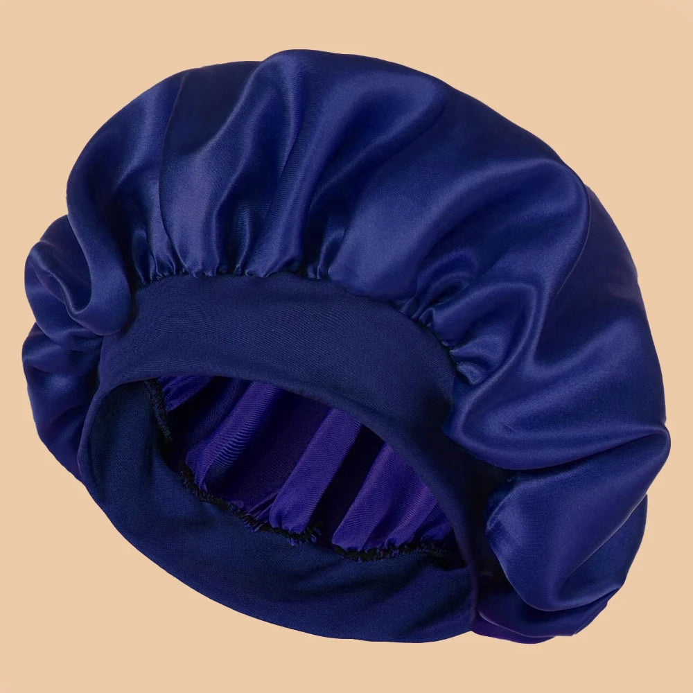 Satin Wide-Brim Shower Cap Sleep Bonnet - Single - 16 Colors