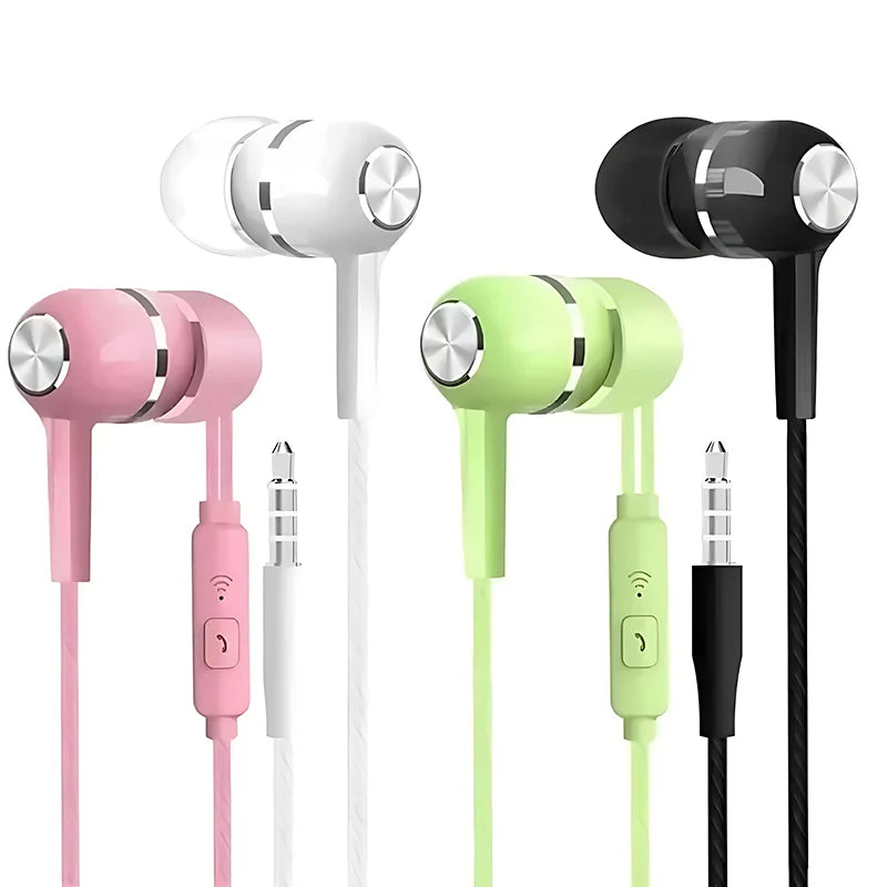 3.5mm Wired In-Ear Headphones with Microphone - HiFi Heavy Bass Stereo Earbuds for Gaming & Sports