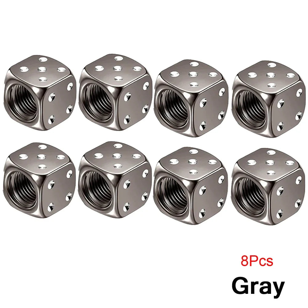 2/8-Pack Aluminum Dice Tire Valve Caps, Universal Wheel Stem Air Valve Covers for Car Truck Motorcycle Bike