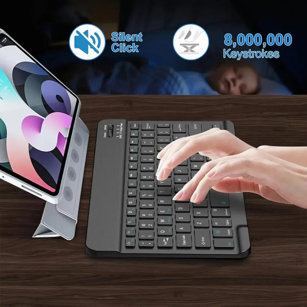 Bluetooth Compact 59-Key Wireless Keyboard for iPad Air/Pro/Mini & Tablets – Rechargeable, Micro USB, 7–13 Inch (17.8–33 cm) Compatible