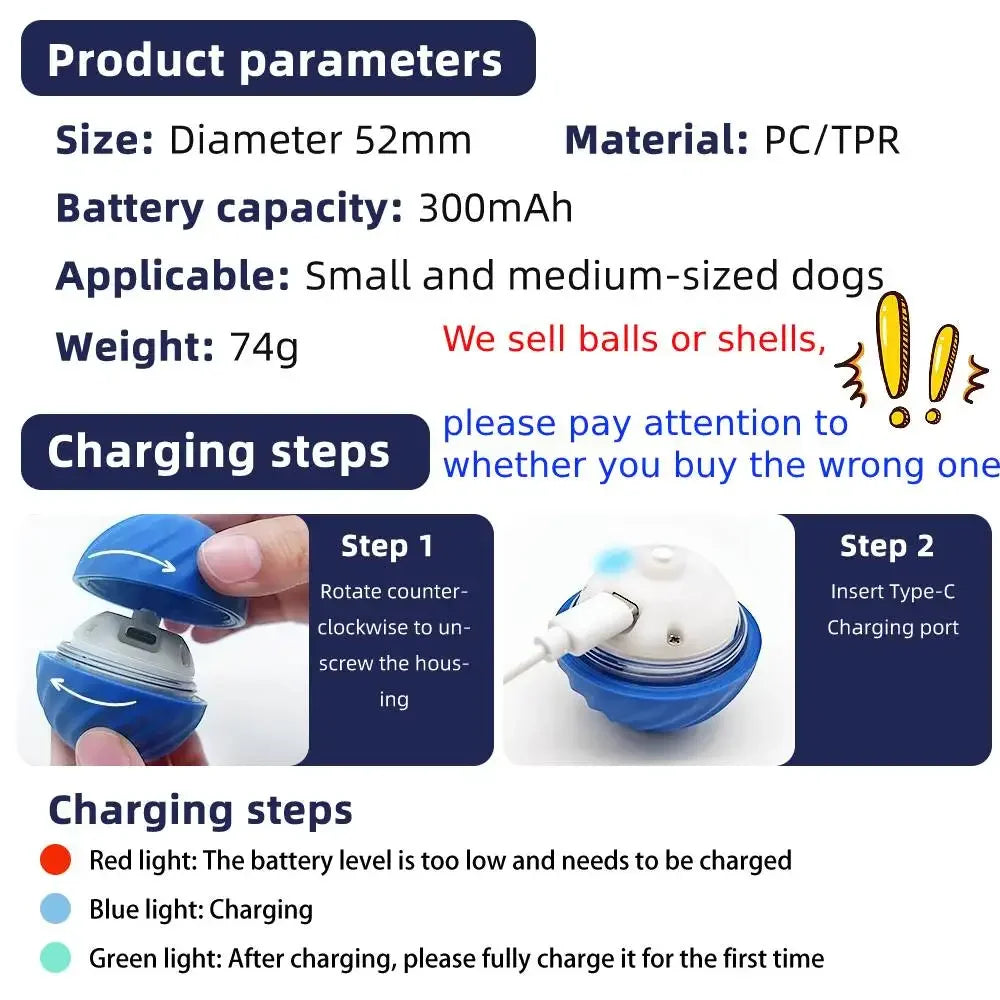 Interactive Smart Pet Toy Ball - Automatic Jumping & Rolling with Gravity Sensor, Rechargeable for Cats & Small/Medium Dogs