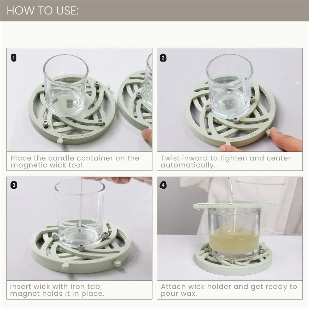 Quick Magnetic Candle Wick Centering Setter Pro with Wick Holder for Candle Making