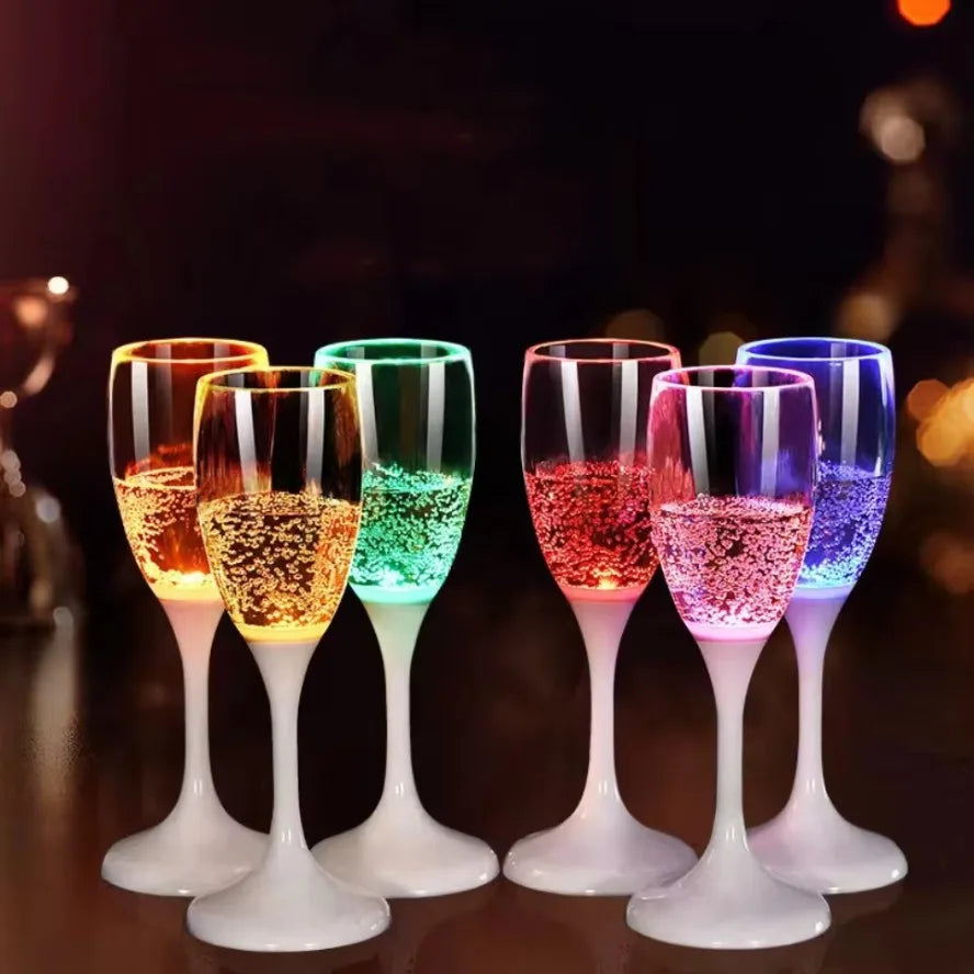 6-Color LED Light-Up Drink Cups - Flashing Wine & Beer Glasses for Parties, Weddings & Christmas