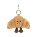Plush Croissant Bag Charm Keychain (12 x 6 x 11 cm | 4.7 x 2.4 x 4.3 in) - Cute Food Keyring for Bags & Phones