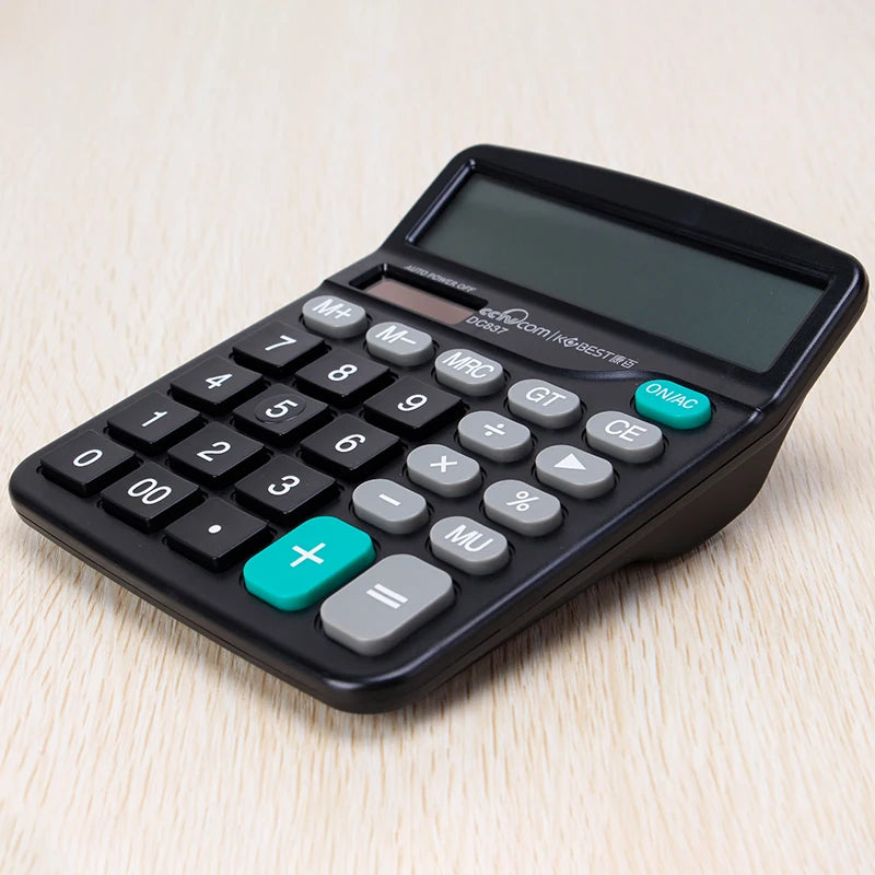 12-Digit Office Accounting Calculator — Dual Power Solar & Battery, Large Buttons, Voice, Multi-Function Financial Calculator