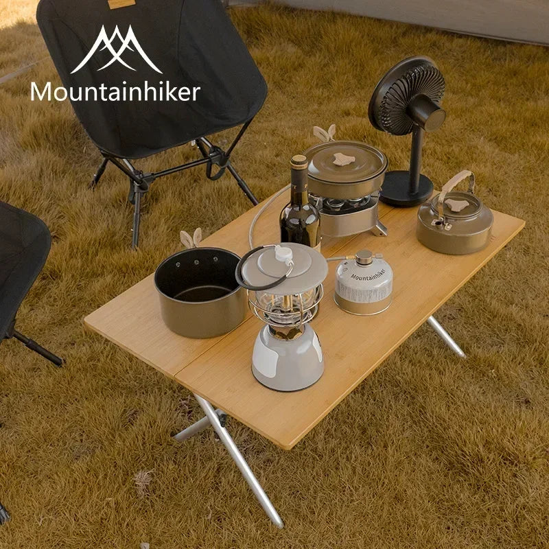 Bamboo Folding Camping Table — Portable Foldable Picnic & BBQ Outdoor Dining Table with Carry Bag
