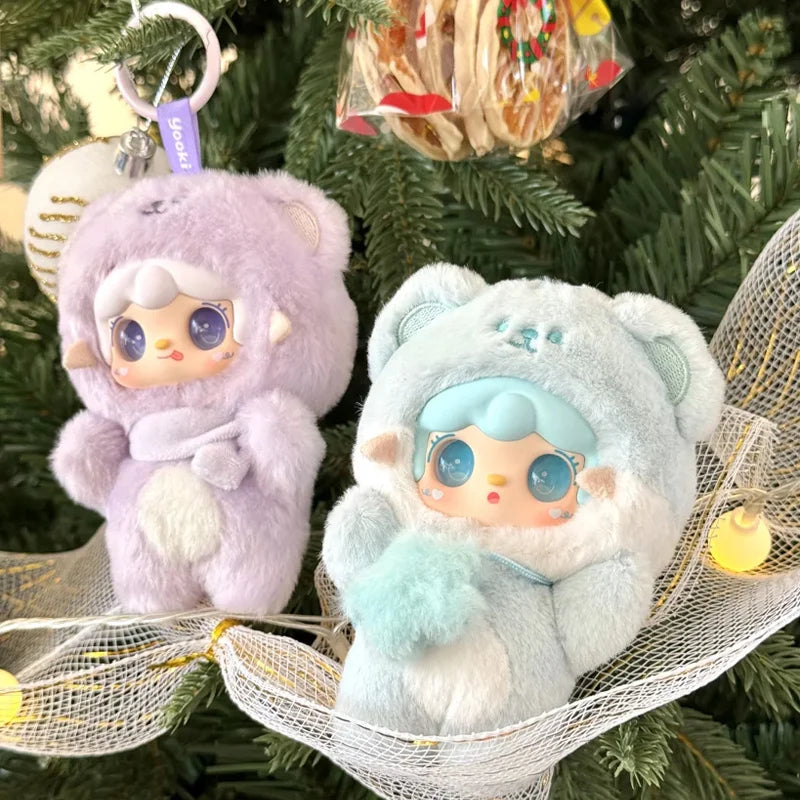 Plush Bear Blind Box Keychain - Cute Mini Mystery Doll Backpack Pendant Collectible Surprise Gift