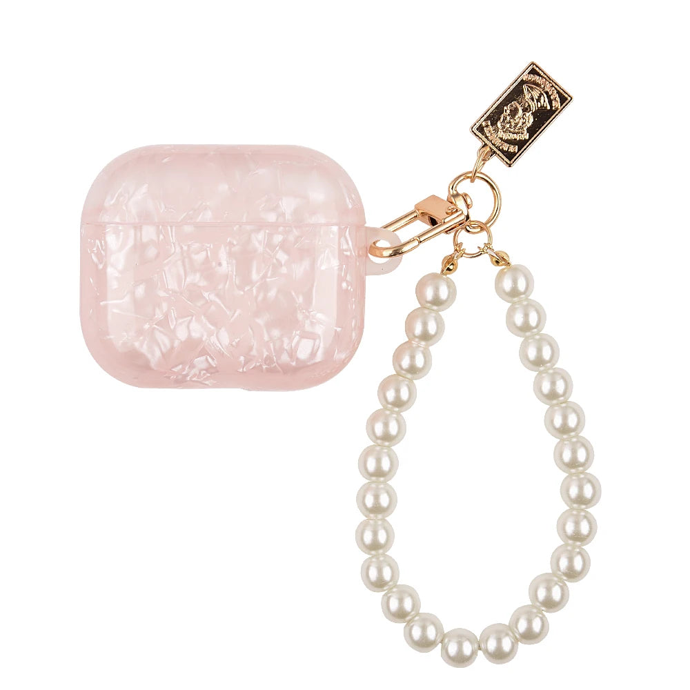 Leopard Pearl Keychain Silicone Case for AirPods Pro & AirPods - Shockproof TPU Soft Cover (USB-C Compatible)