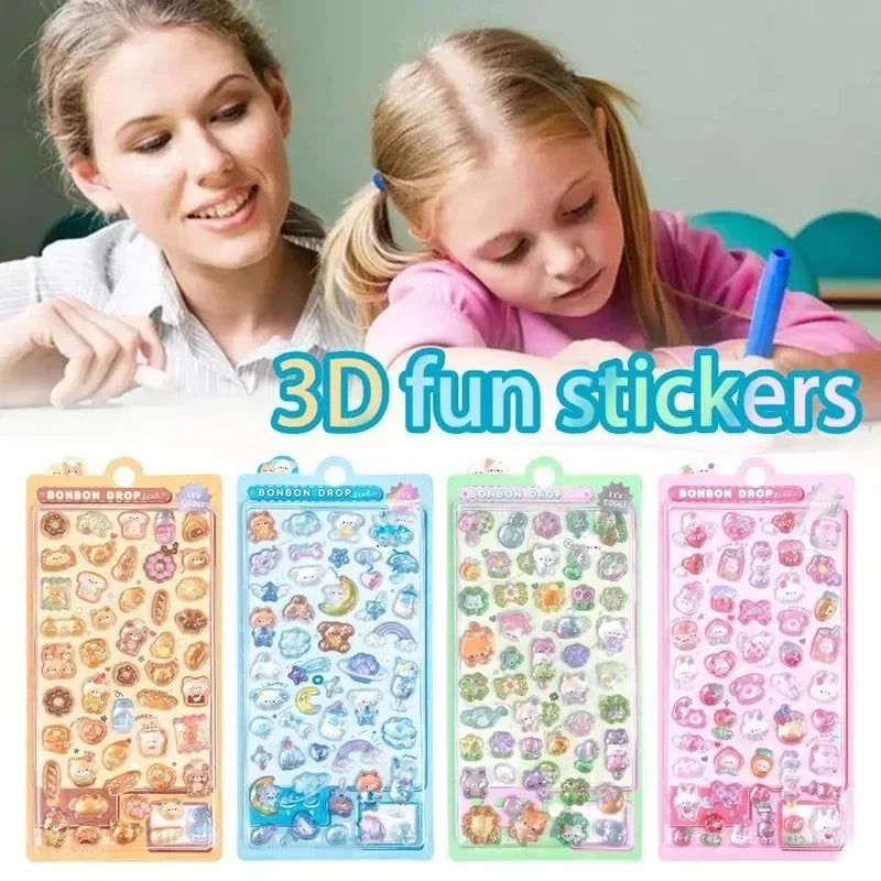 3D Jelly Cartoon Animal Stickers Candy Ghost & Rabbit Aesthetic for Phone Case, Diary & Stationery