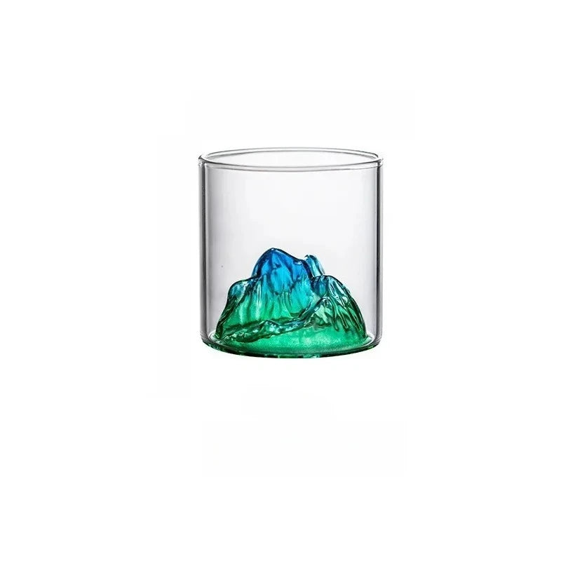 Snow Mountain 3D Glass Drinkware – Transparent Whiskey & Water Cup, Multipurpose, 180ml (6.1oz) & 300ml (10.1oz)