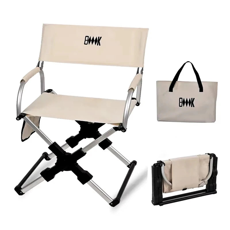 Foldable Director Camping Chair – Portable Aluminum Alloy Beach, Fishing & Picnic Seat