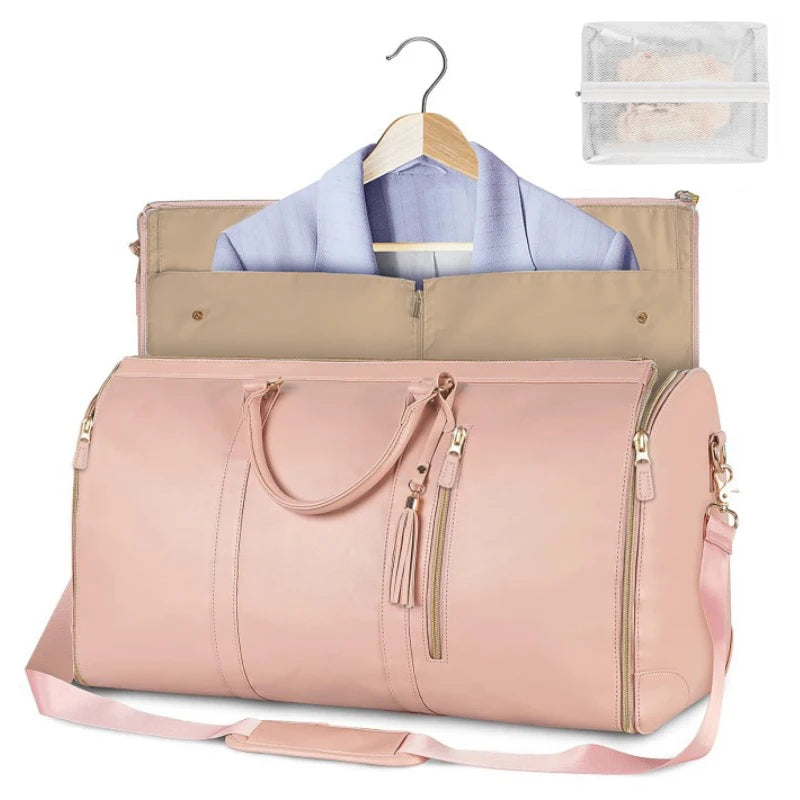 Foldable PU Leather Carry-On Duffel Bag – Large Travel & Business Weekender