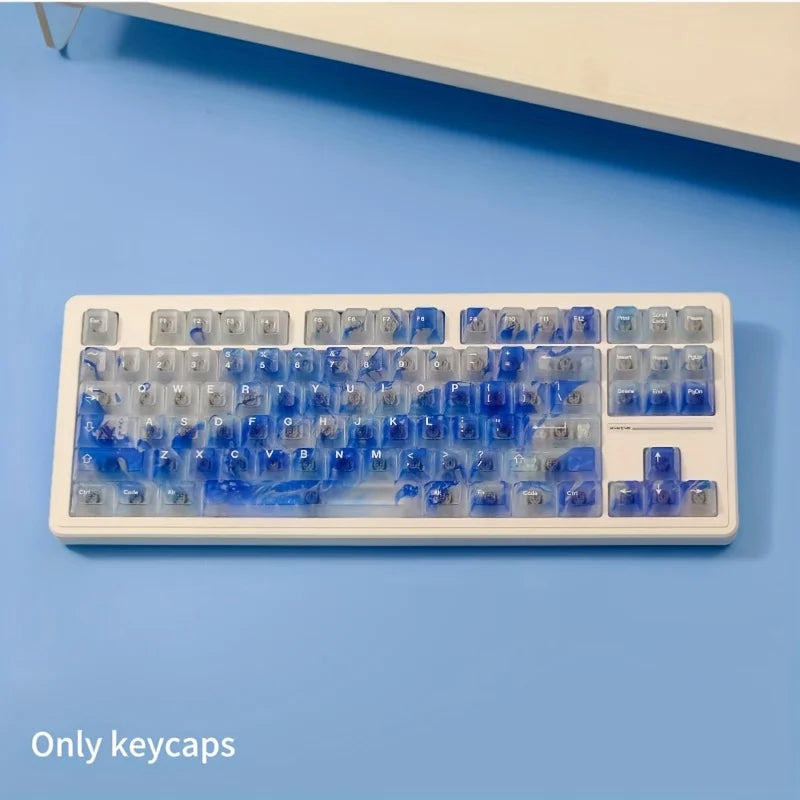 122-Piece Wave-Shaped Semi-Transparent ABS Double-Shot Keycap Set, Cherry MX Compatible, Ergonomic