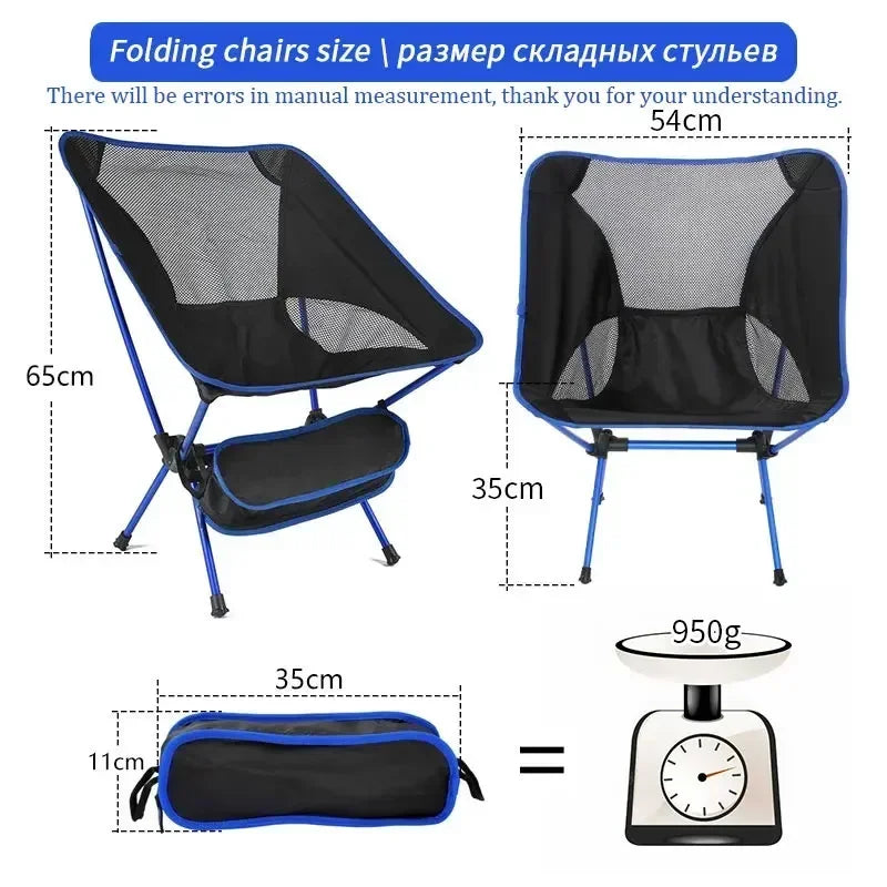 Ultralight Collapsible Camping Chair - Portable Folding Chair for Beach, Hiking, Picnic & Travel
