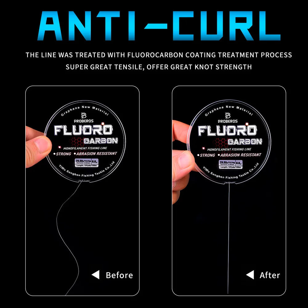 100m (328ft) Fluorocarbon Coated Carbon Fiber Monofilament Fishing Line Leader 2.2–29.3 lb (1–13.3 kg)