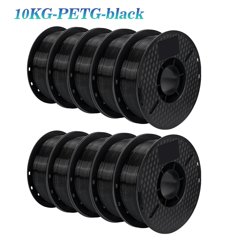 PLA and PETG 3D Printer Filament 10-Roll Pack — 1.75mm, 1kg (2.2 lb) Each — 10 kg (22 lb) Total, Assorted Colors, Eco-Friendly