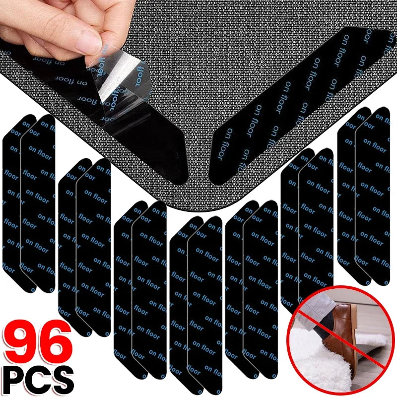 Reusable Washable Non-Slip Rug Gripper Pads — Anti-Curling Carpet Corner Fixers (8/16/24/40/64/80/96 pcs)