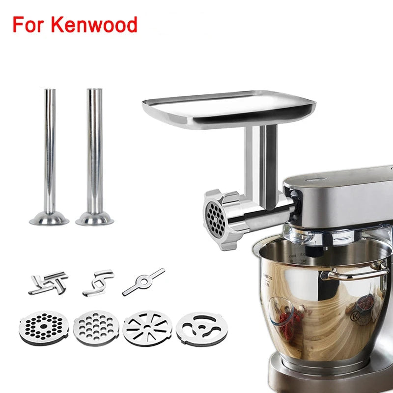 Stand Mixer Pasta & Meat Grinder Attachment Kit – Stainless Steel Fettuccine Cutter 6mm, Adjustable Roller, Sausage Stuffer & Cleaning Brush